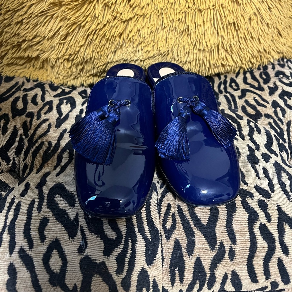 Christian Louboutin Patent Leather Tassel Accent Mules Barry 35